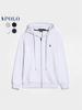Men's Embroidered Polo Horse Zipper Hoodie - Spring/Autumn Solid Color Plus Size Cardigan