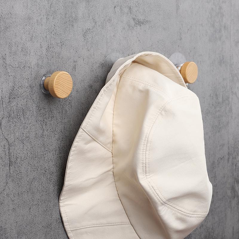 Self-adhesive New Simple Wooden Hook Home Accessories Bathroom Wall Hook Bedroom Coat Storage Rack Towel Key Decoration  Hook