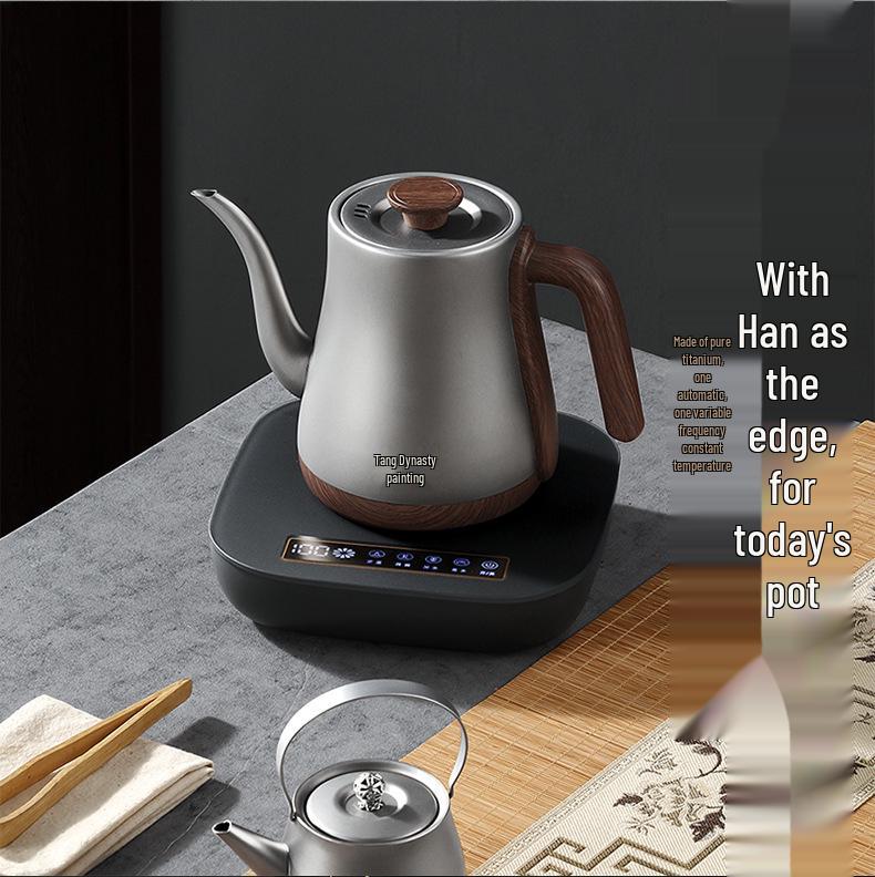 Tang Dynasty Style Titanium Electric Teapot: Adjustable Temperature, Auto-Fill, Heat-Preserving Kettle for Brewing and Boiling.