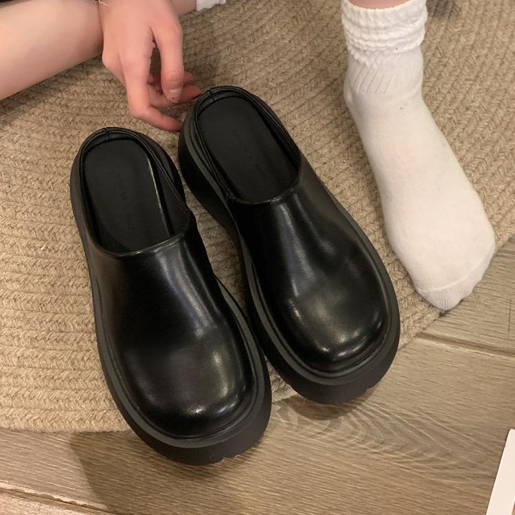 Internet Celebrities Heel-free Slippers Spring New Popular Super High Heel Bag Head Shoes Breathable and Cool