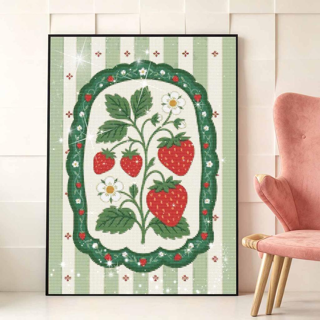 Diamond Painting Kit Strawberry Fruit Art 5D Full Drill Rhinestones Embroidery 30x40cm Living Room Bedroom Wall Decor Gift for Her
