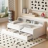Sofa Bed Upholstered Bed 90x200 Cm, Two Drawers, Storage Compartment, Minimalist Styling, Guest Bed Teenagers, Children, Without Mattress