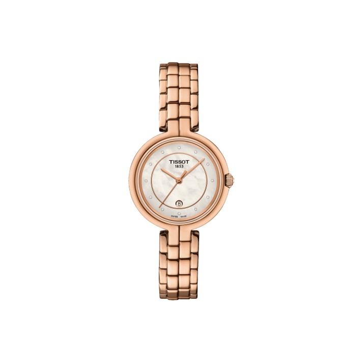 TISSOT Flamenco Collection Quartz Movement Women s Watch 30mm Mother of Pearl Color Watch Dial T094.210.33.116.02 Rose Gold Strap