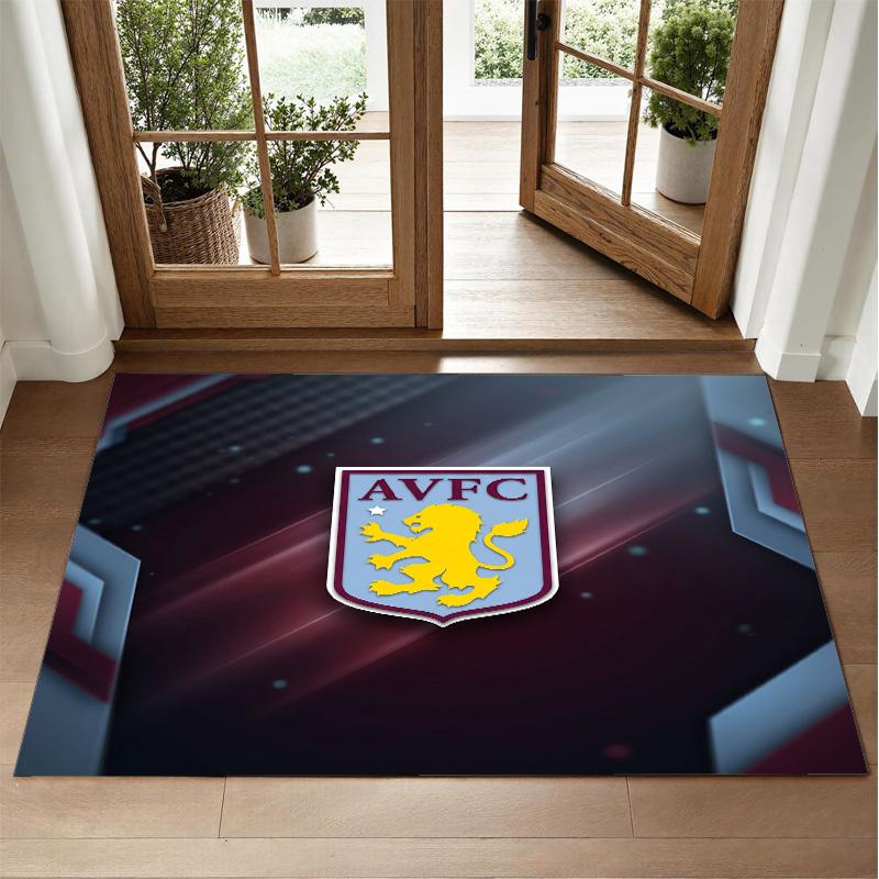 Aston Villa Futbol Tasarımlı Kristal Kadife Halı Yatak Odası Girişi İçin Yumuşak Dekoratif Mat