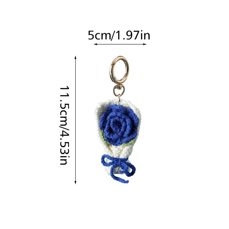 Crocheted Bouquet Handheld Flower Design Chic Bag Pendant Handmade Multiple Colors Gift Accessories 6 Colors