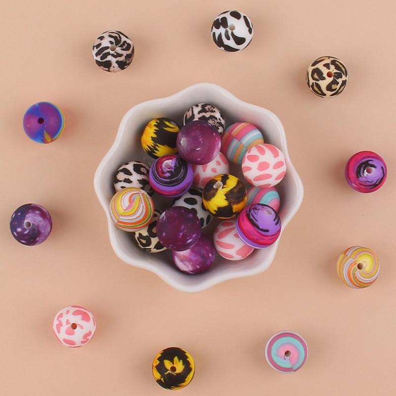 20pcs Silicone Beads with 15mm Diameter Food Grade Baby Teethers Beads Silicone BPA Free For Necklaces Pacifier Holder