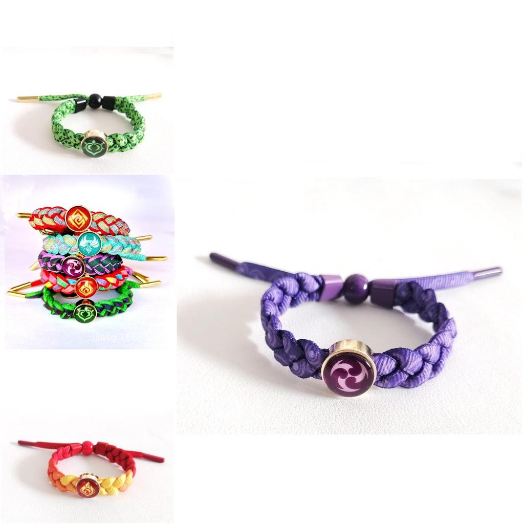 Genshin Impact Leuchtendes Gradient Geflochtenes Armband Mit Multifunktions-Elementalknöpfen