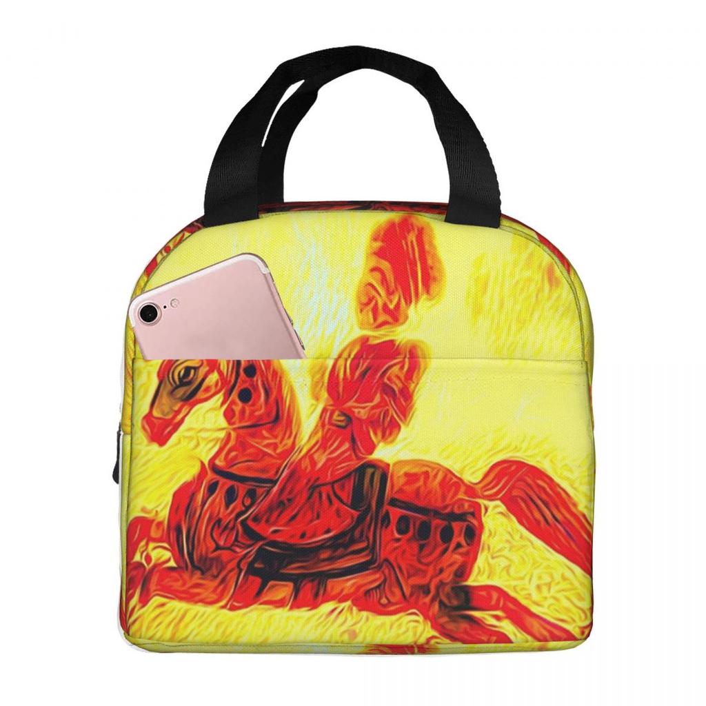Vibrant Rider On Horseback In Flames Insulated Lunch Bag for Women Kids Portable Food Boxes Thermal Lunch Box Tote