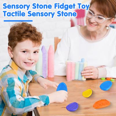 Set da 6 Pezzi Giocattolo Pietra Sensoriale in Silicone per Bambini Pietra Anti-Stress Texturizzata Aiuto per la Concentrazione Ansia Sollievo dallo Stress Giocattolo Pietra Fidget