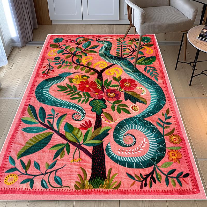 

American Style Snake Pattern Carpet Living Room Plant Decoration Bedroom Large Area Rugs Cloakroom Bathroom Non-slip Floor Mat 60x90cm