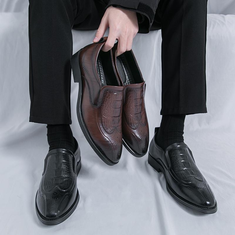 Men Loafers Dress Business Office Formal Shoes Black Brown Retro Leather Shoes Plus Size