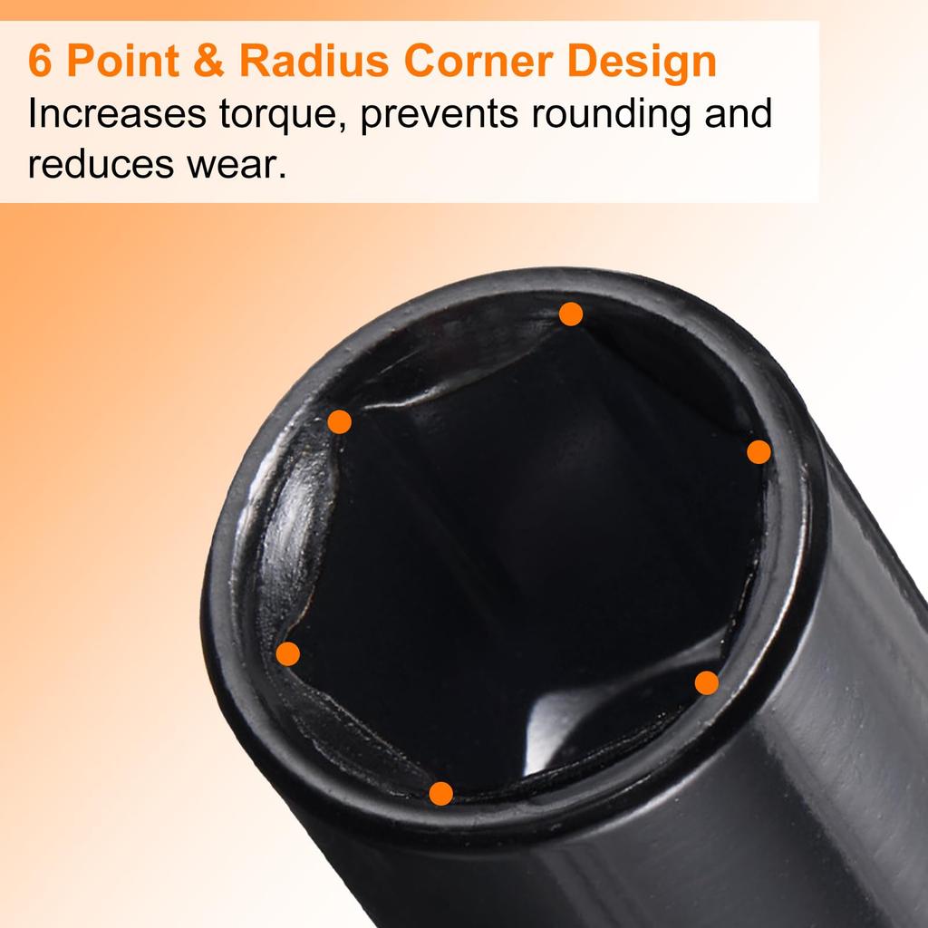 Uxcell Impact 26mm Metric 200mm with Hex Shank Deep for Electric and Manual Adapter Accessory Tool Set Kit for Hex Bolts and Nuts Socket, 1/2" Drive,