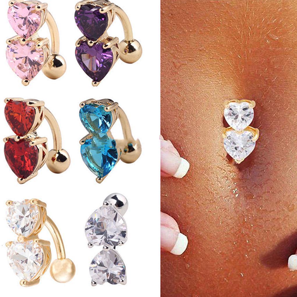 Buy Heart Shape Crystal Rhinestone Belly Button Ring Navel Piercing at ...