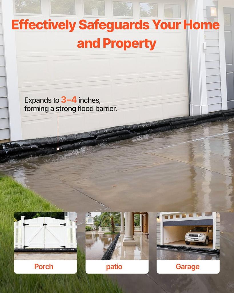 Flood Barrier, 8 Pack, 480 X 435 Mm Flood Bags Activated by Water, Reusable Water Absorbent Barrier, Sandless Sandbags Blockage, Flooding Prevention