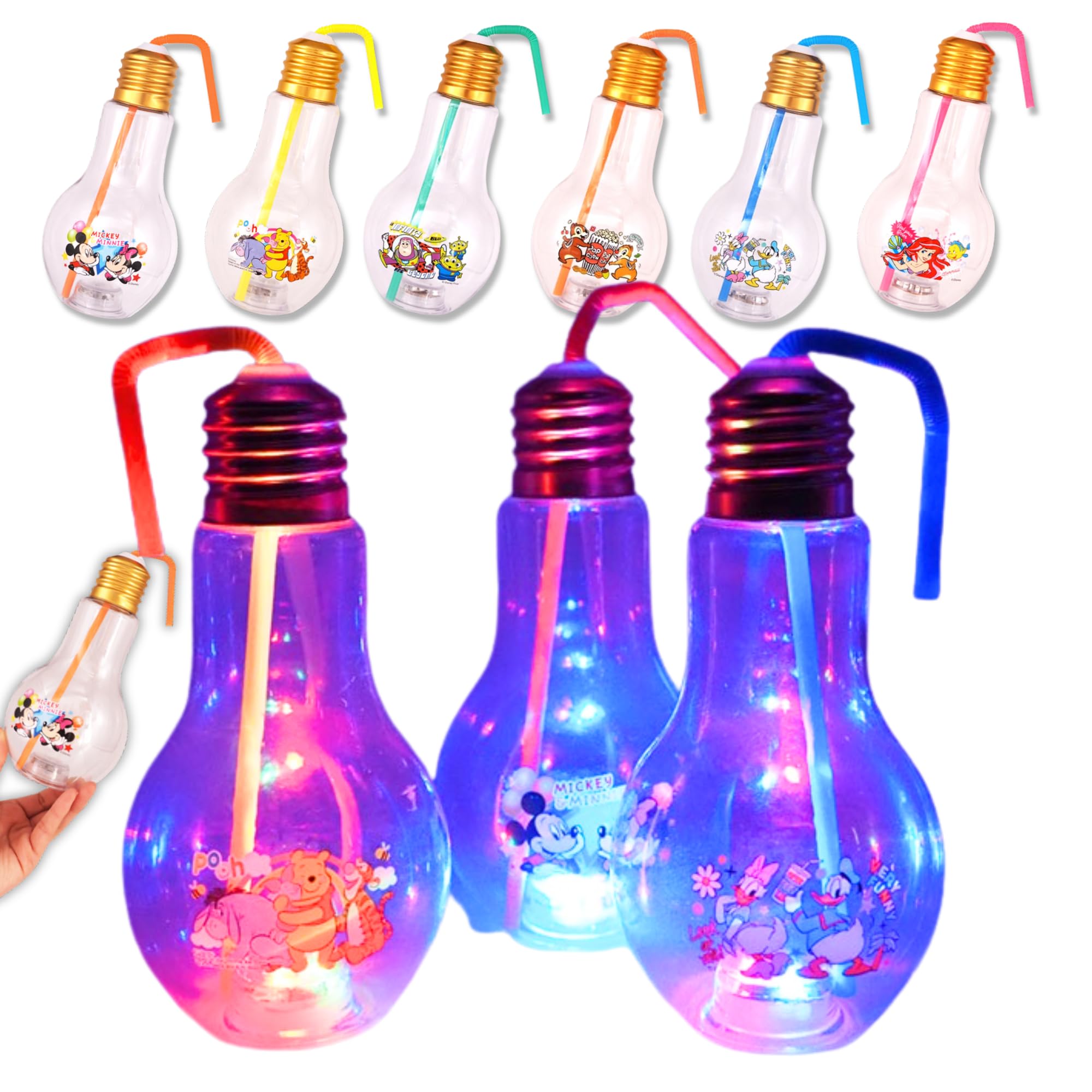 

[Отличные товары для фестиваля] Бутылки-лампочки Disney Glow-Up, 500 мл, 6 вкусов, 3 режима подсветки, ударопрочные [ФестивалиМероприятияДетские вечеринкиУлица