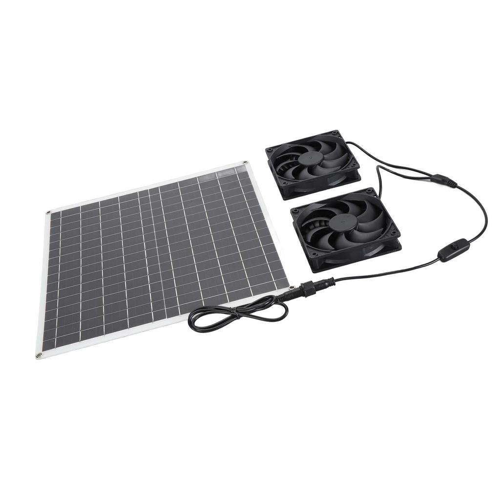 Solar Exhaust Fan High Efficiency Monocrystalline Solar Panel IP65 Waterproof 3000RPM Dual Solar Powered Exhaust Fan