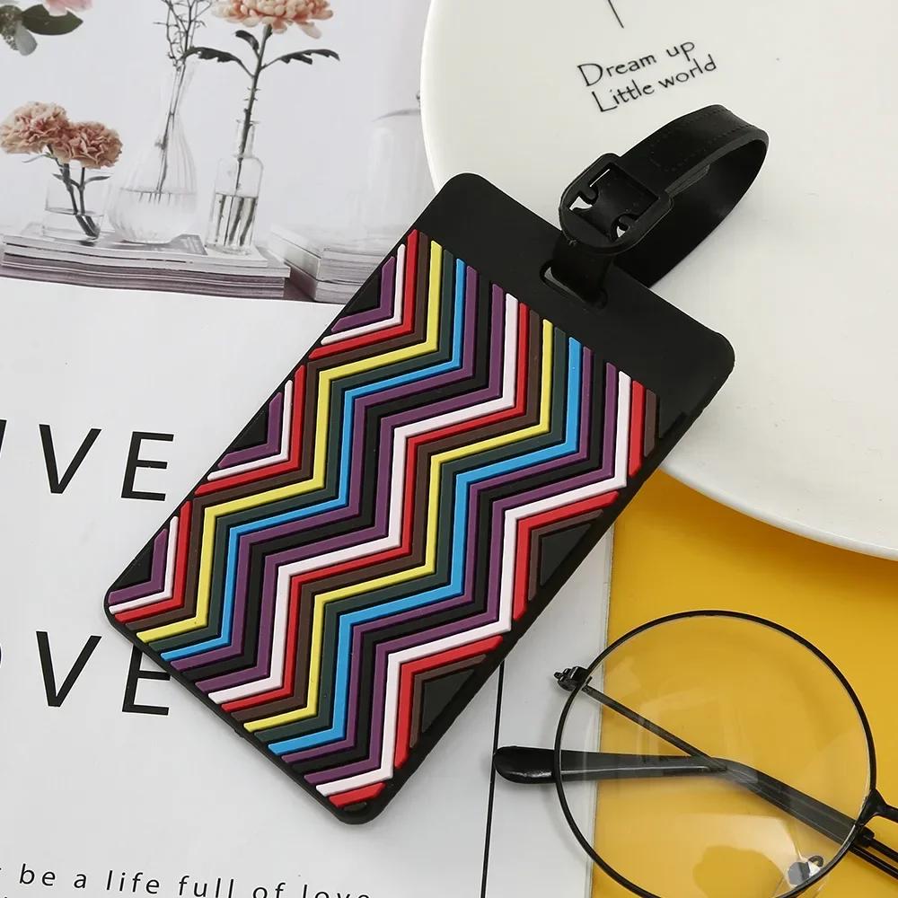1PCS Geometric Silicone Luggage Tags Fashion Travel Accessories Suitcase ID Addres Name Holder Baggage Tag Label Luggage Tags