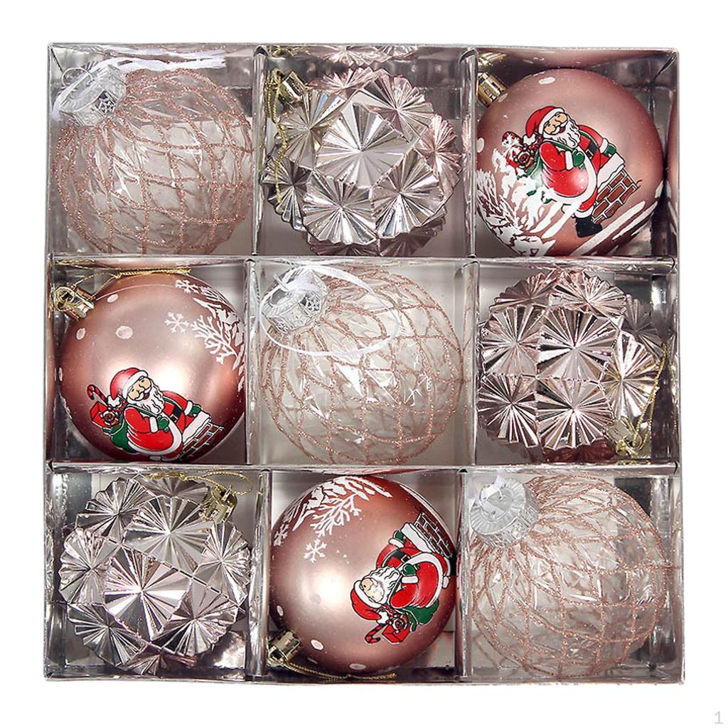 9Pcs Christmas Ball Baubles Xmas Tree Hanging Pendants Party Supplies Decor for Window Yard