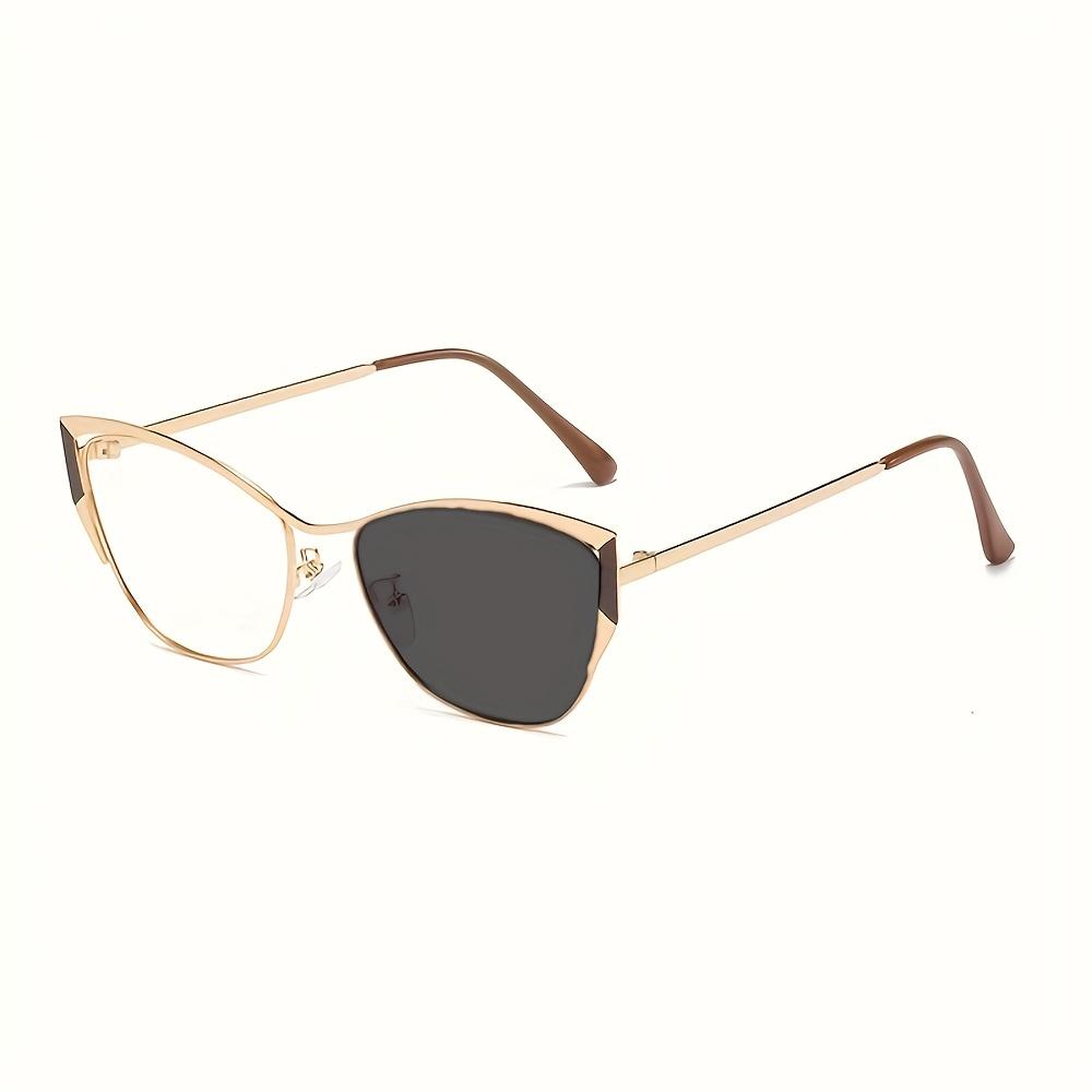1Pcs 1 New Personalized Metal Cat Eye Frame For Men And Women Fashionable Trendy Glasses Light Pigment Lens
