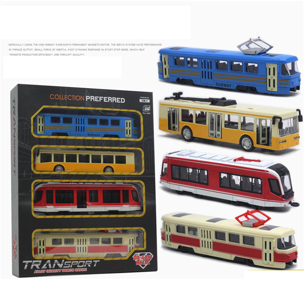 

4шт автомобильные игрушки, игрушки модели автобусного поезда, автомобильные игрушки, инерционная машина, открывание дверей, автобусные игрушки, обучающие игрушки, украшение рабочего стола для детей 4-6 лет Size:17-20cm,4Pcs