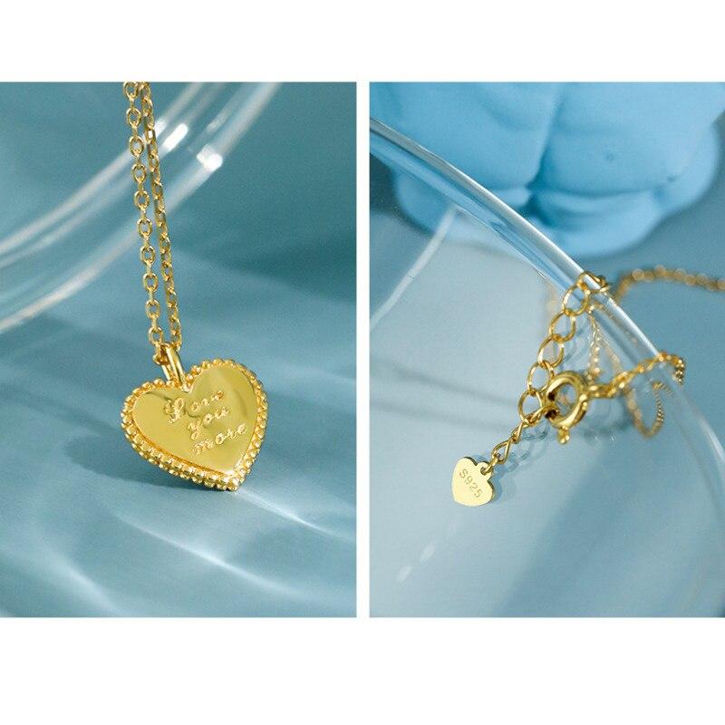 Exquisite Heart Necklaces Women 925 Sterling Silver Gold Pendants For Lover Valentine 'S Day Gift Choker Fine Jewelry