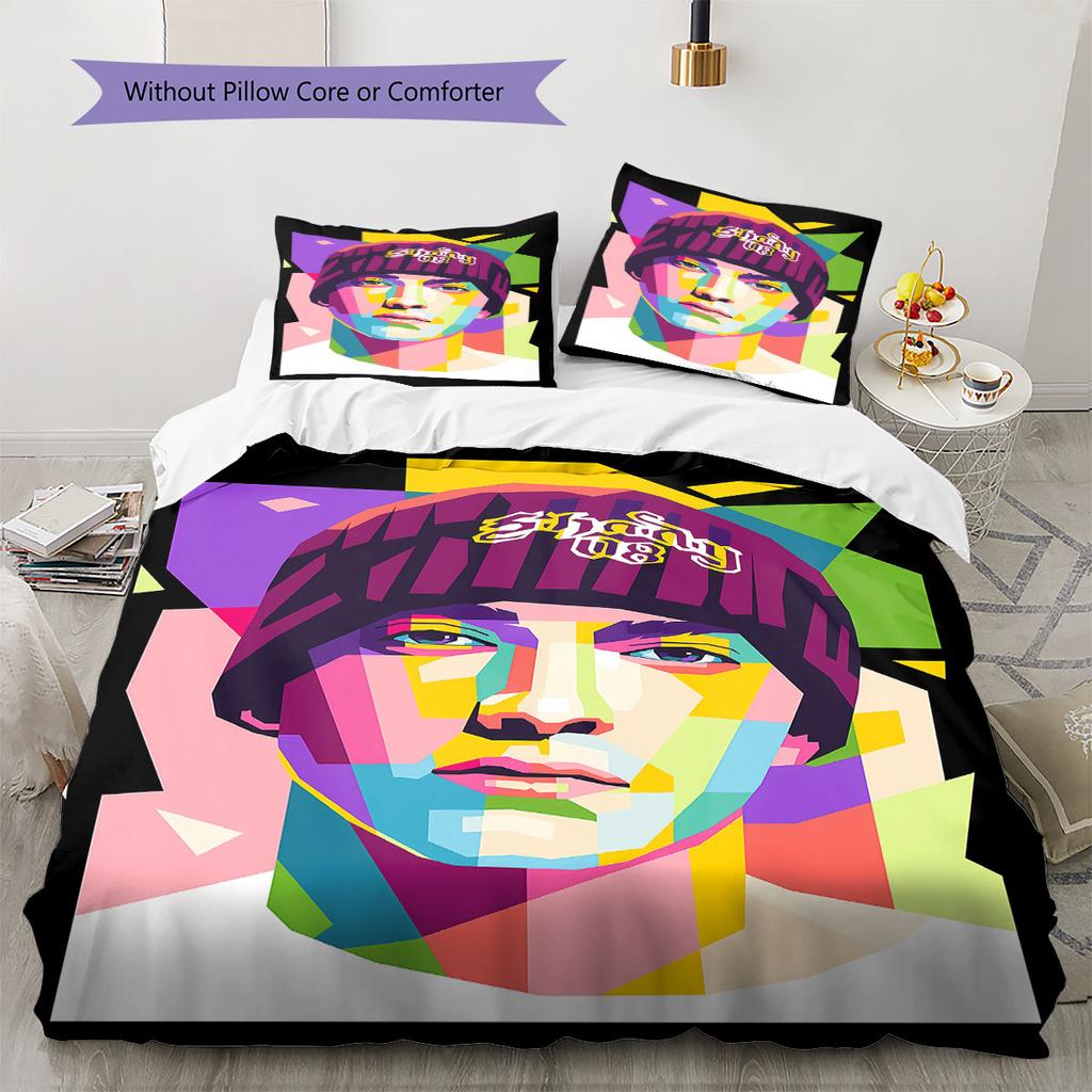 Eminem Pattern Bedding,Quilt Set Quilt Cover Pillowcase Home Birthday Gift(1 * Duvet Cover + 2 * Pillowcase, Without Core)