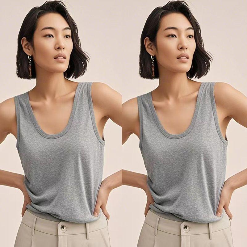 RR & II Linen Vest Top Foreign Trade Big Brand Withdraw from Cupboard Brand Women clothes Fan Luo Fano Export U-Collar Cotton and Linen