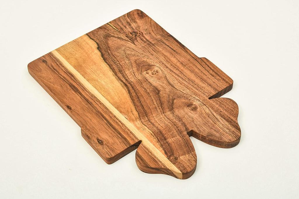 Organic Acacia Wood Chopping Cutting Butcher Block Board for Kitchen, Cheese, Meat, Vegetables, Fruit and Salad (Santa Board 14"L x 12"W)