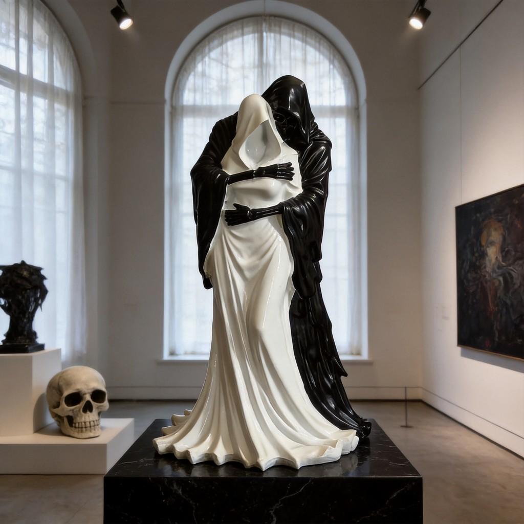 Death And The Dark Queen Resin Figurine Gothic Home Decor For Halloween And Themed Rooms