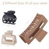 Medium Claw Hair Clips Set for Women - 3 Styles, 9 pcs Rectangle Clips for Thick Hair, Square Clips for Thin Hair - Brown