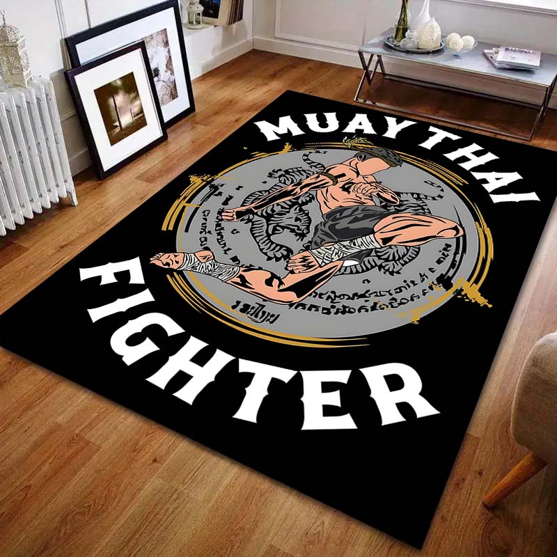 Competitive Fighting Muay Thai Print Carpet for Bedroom Living Room Bedside Sofa Floor Mat Modern Home Decor Area Rug