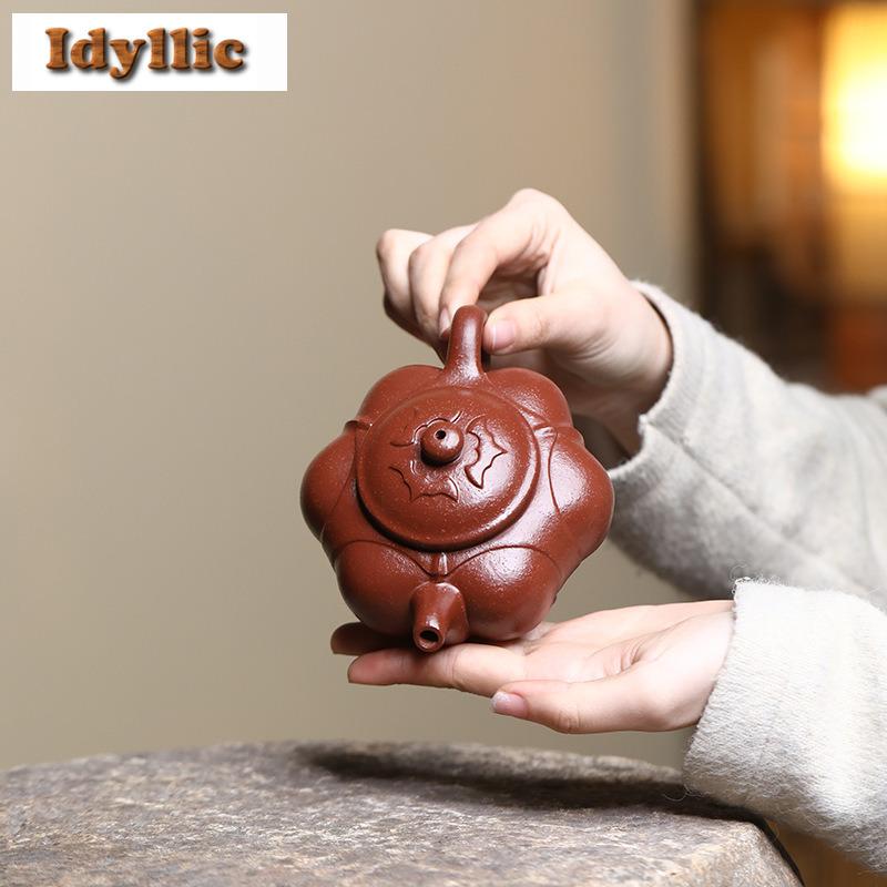 270ml Boutique Yixing Purple Clay Teapots Handmade Tripodia Pot Raw Ore Purple Jade Gold Sand Kettle Zisha Tea Set Tea Services