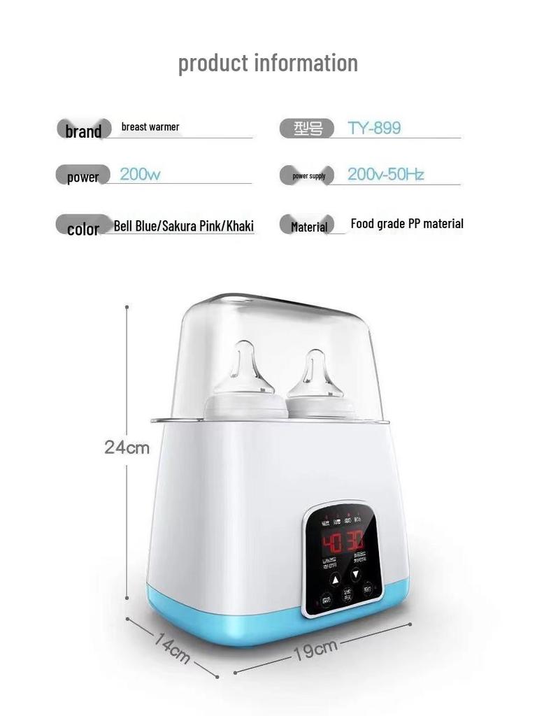 2-in-1 Baby Bottle and Milk Warmer with Thermostat and Sterilizer