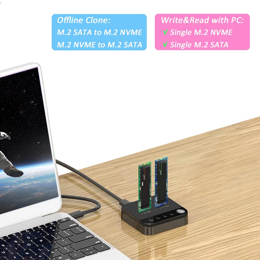 M.2 SATA/NVMe Hard Disk Copier Dual-Bay Offline Clone Hard Drive Docking Station Clone Duplicator M.2 SSD Hard Disk Duplicator