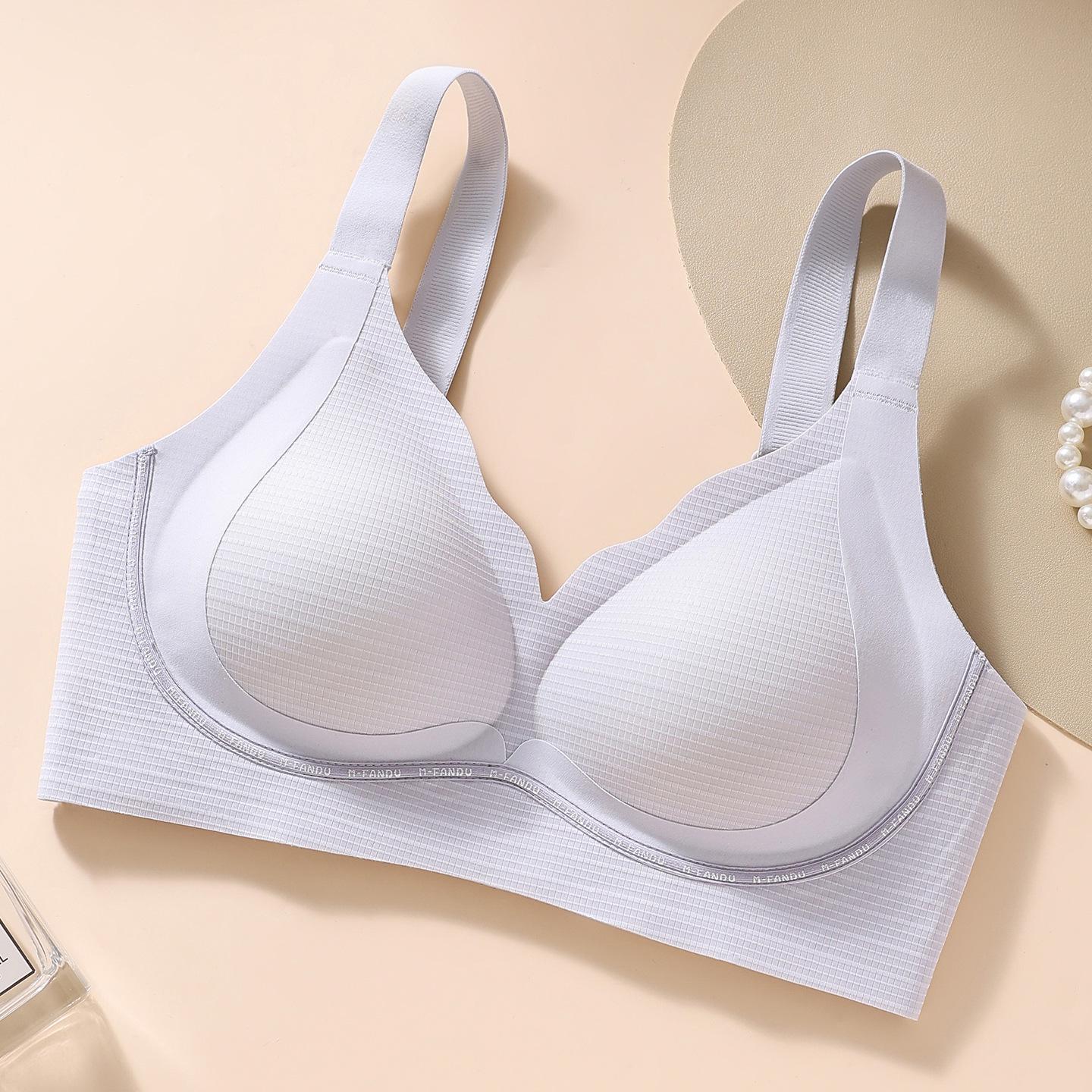 

Женский бесшовный бюстгальтер тонкого стиля: Поддержка, Формирование, Предотвращение провисания, Без косточек, Большой размер M (90-115 jin) серебряный серый