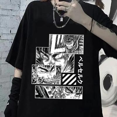 Vintage Anime Manga Berserk T-Shirt Unisex Soft Guts T-Shirt Schwertkämpfer Beast Griffith T-Shirt Kurzarm Gatsu T-Shirt Tops