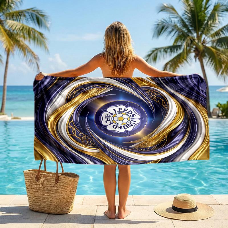 Asciugamano da Spiaggia Leeds United Football Morbido Microfibra Asciugamano Estivo Asciugatura Rapida Assorbente per Spiaggia Piscina Viaggio