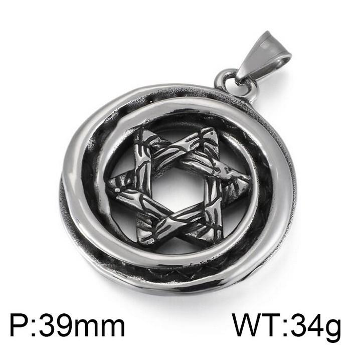 Stainless Steel Hexagram Pendant Necklace Men's Vintage Hollow Out Charms Accessories Zirconia Star Sweater Chain Jewelry