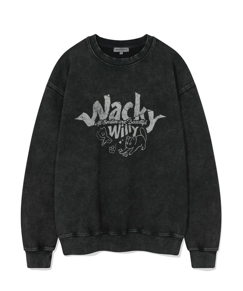 WACKY WILLY Kiki Leo Typographic Sweatshirt Charcoal