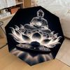 1pc Buddha Lotus Automatic Open/Close Umbrella Compact Folding Umbrella with 8-Rib Shaft for Women/Men, Portable Travel Umbrella,1167S