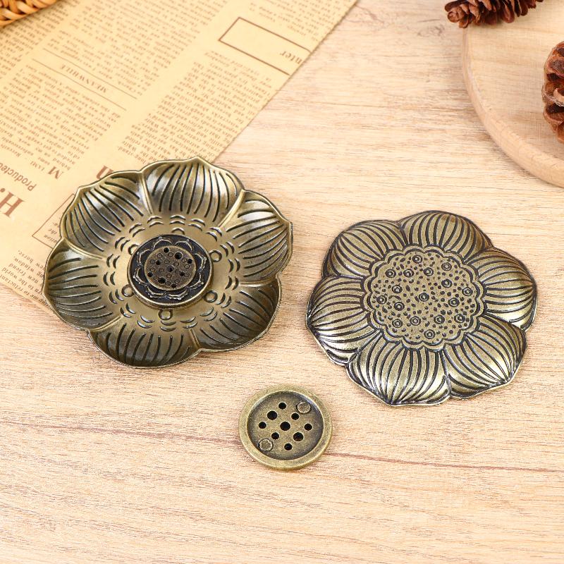 1Pcs Home Room Decoration Flower Shaped Metal Incense Burner Craft Ornament For Spa Yoga Meditation Accessories