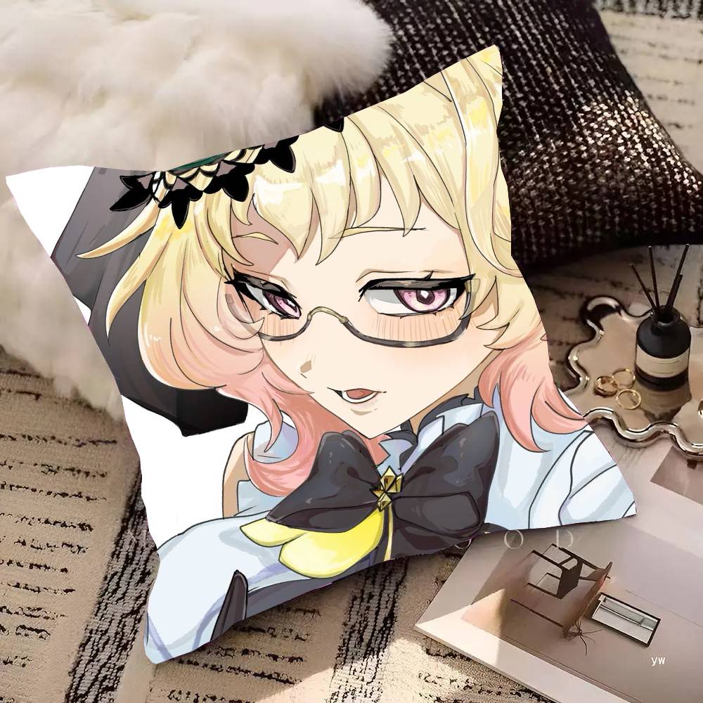 Emilie Anime G-Genshin Impact Pillow Case Fashion Square Pillowcase Bedroom Sofa Room Ins Decoration Leisure