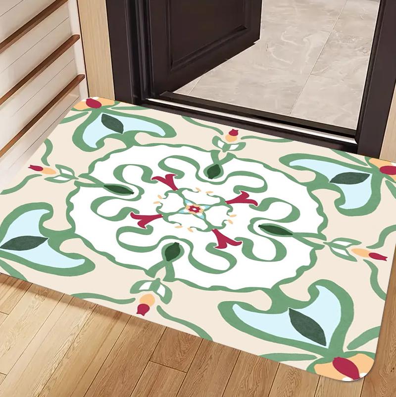 

Vintage Boho Floral Doormat Bohemian Flower Print Non Slip Entryway Floor Mat for Front Door Home Decor Cozy 40x60cm