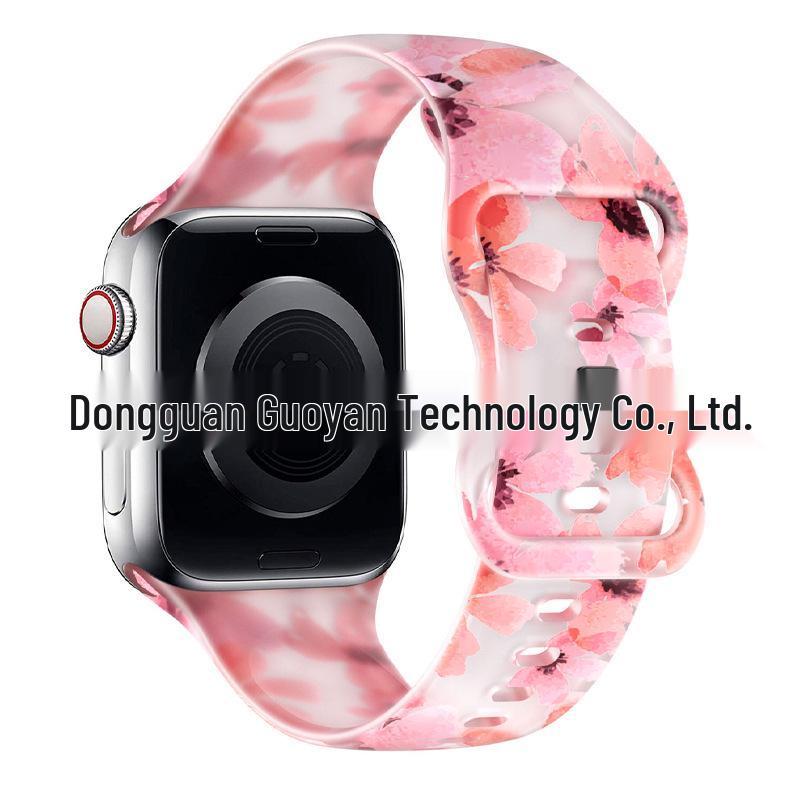 Compatible Apple iWatch S10 Colorful Pattern Silicone Sports Strap - Transparent Design