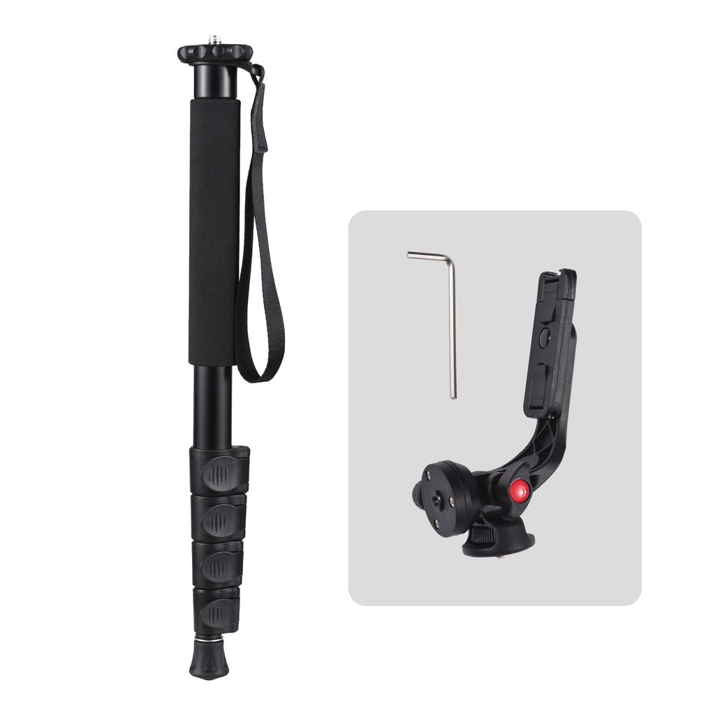 Andoer 4-Section Monopod Aluminum Alloy Camera Monopod with Phone Clip/1/4in Head 42.5-160cm