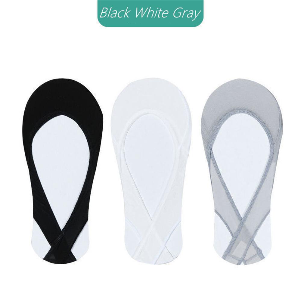 3 Perechi Șosete Invizibile de Bumbac Tip Barcă Șosete de Vară din Mătase de Gheață cu Gură Joasă pentru Pantofi cu Toc Înalt Sling de Silicon Antiderapant