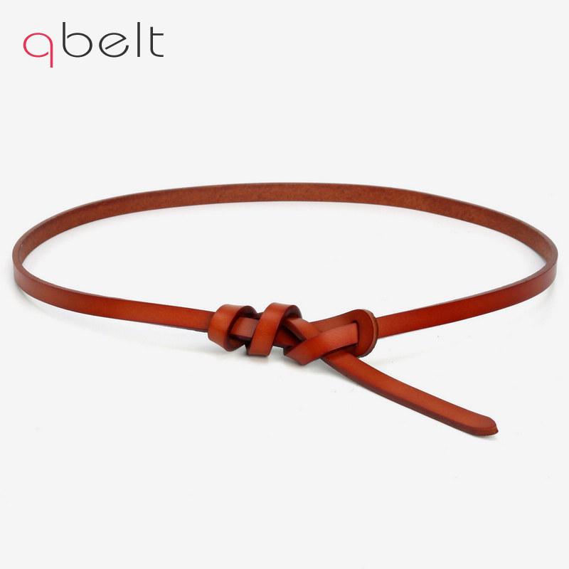 Women s Versatile Genuine Leather Waist Chain Belt - Thin Knotting Cowhide Fashion Accessory for Skirts & Dresses