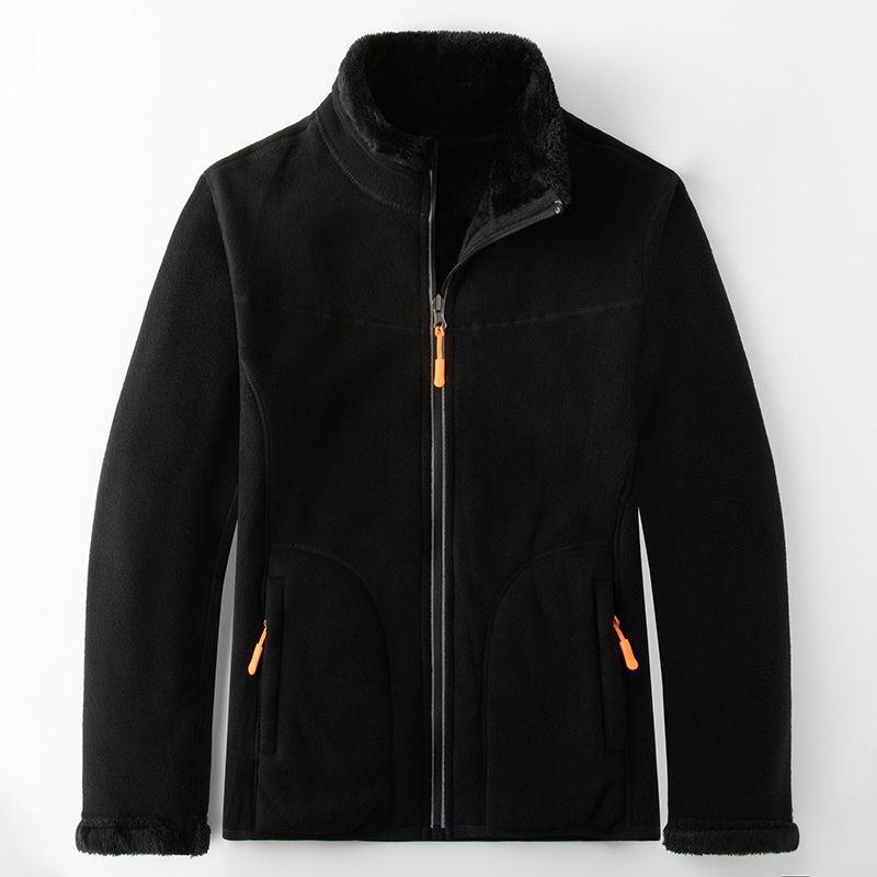 Chaqueta polar de doble cara para hombre Abrigo polar cálido y grueso