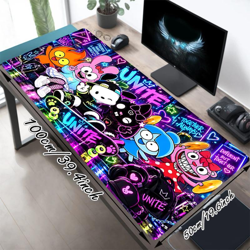 1Pc Neon Friends Adventure Gaming Mouse Pad Keyboard Desk Mat Non-slip Rubber Lock Edge Waterproof Computer Mousepad for Office Home Decor S155