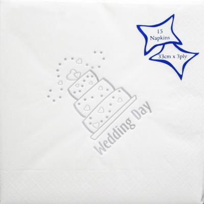 Wedding Day Design Foil Printed Napkins (Pack Of 15)